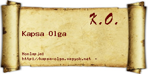 Kapsa Olga névjegykártya